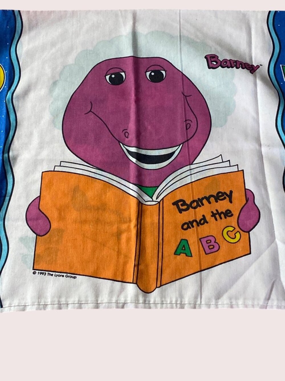 Barney Baby Bop Standard Pillowcase ABC Book Purple Dinosaur 1993 VTG